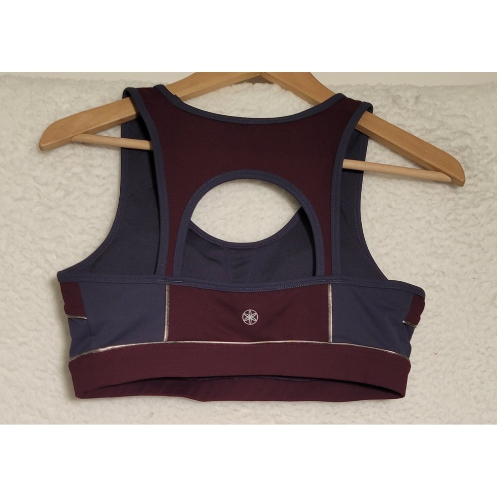 GAIAM Sports Bra‎ Medium Maroon Racerback Active Colorblock Stretch Women 0787 - Picture 2 of 6